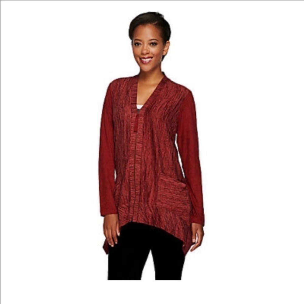 LOGO by Lori Goldstein zip front cardigan